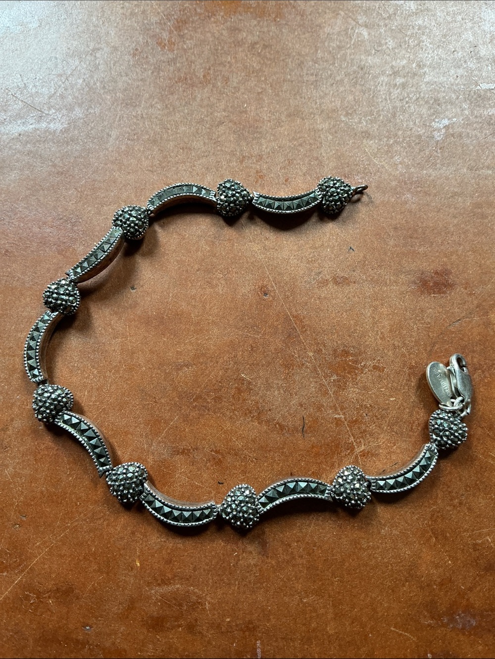 Judith Jack Sterling Silver Marcasite Wave Link Bracelet